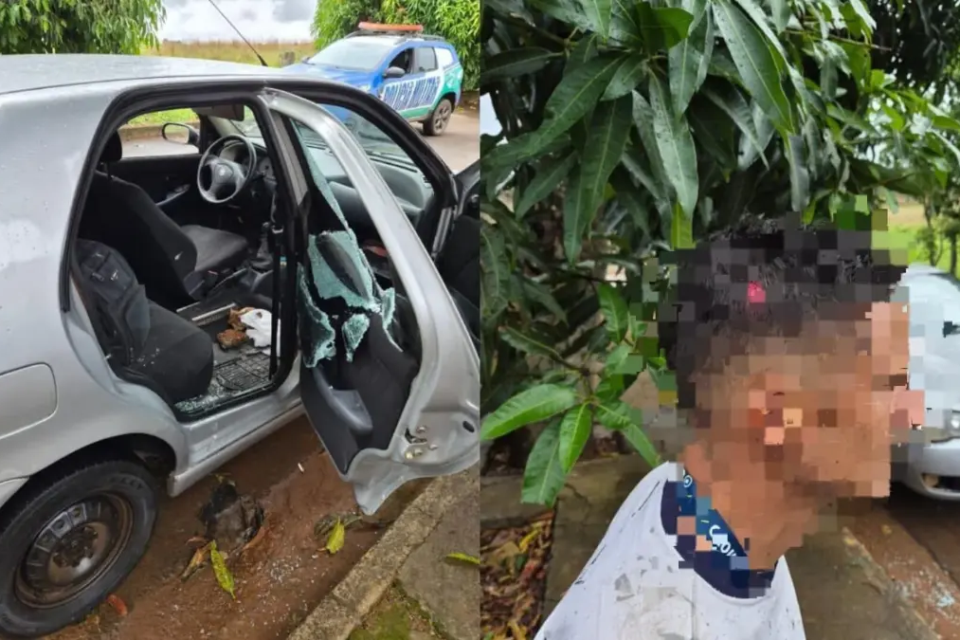Confusão por falta de uso de seta termina com carro apedrejado e passageiro ferido no Parque Brasília, em Anápolis