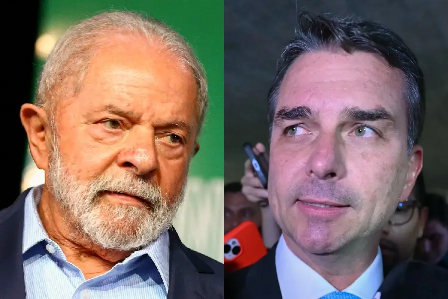 O presidente da República, Luiz Inácio Lula da Silva; e o senador Flávio Bolsonaro (PL-RJ)