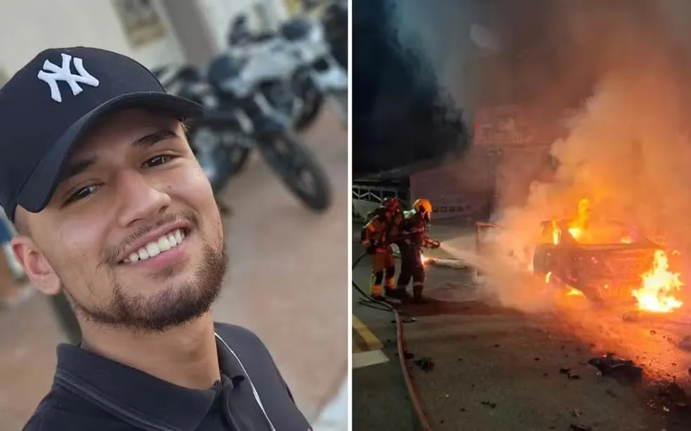 Higor Santos Carvalho morreu após acidente de trânsito em Goiânia — Foto: Reprodução/Instagram de Higor Santos | Divulgação/Corpo de Bombeiros