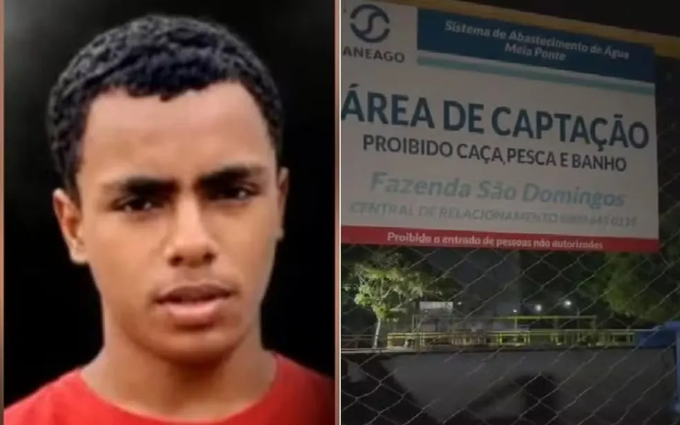 Iago da Silva, de 15 anos, morreu afogado em uma área próxima à captação de água do Rio Meia Ponte, em Goiânia — Foto: Reprodução/TV Anhanguera