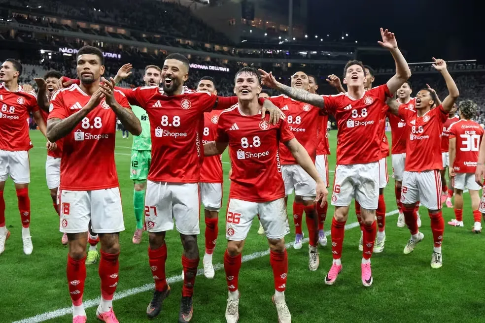 Inter vibra após garantir a vaga às quartas da Copa do Brasil — Foto: Ricardo Duarte/Divulgação, Internacional