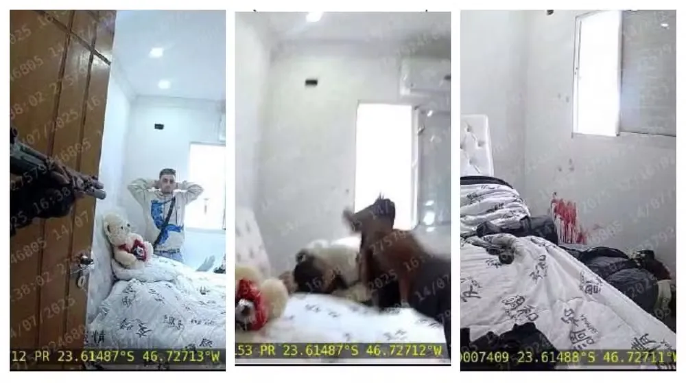 PMs com body cam atiram em Igor, mesmo ele tendo erguido as mãos para se render. Suspeito foi morto com dois tiros dados pelos agentes em Paraisópolis — Foto: Reprodução