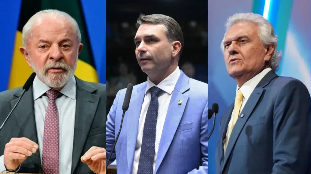 Lula, Flávio Bolsonaro e Ronaldo Caiado • Arte CNN Brasil