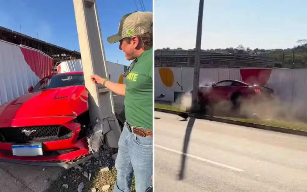Influenciador fica no prejuízo após batida de Mustang — Foto: Reprodução/Instagram de Fernando Callacio