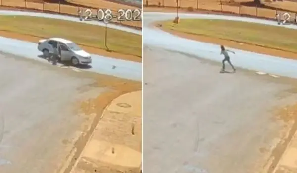 Mulher se jogou de carro em movimento após relatar ameaças de morte feitas pelo marido (Foto: Divulgação/Polícia Militar)