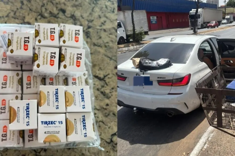 Homem que dirigia BMW é preso com estoque clandestino de remédio para emagrecer em Goiânia