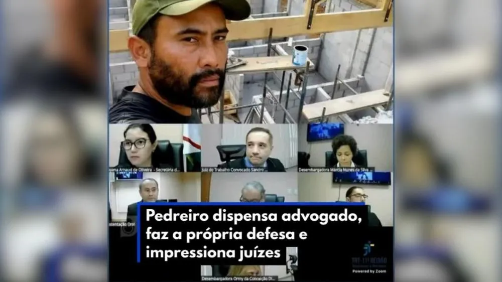 Pedreiro dispensa advogado, faz a própria defesa e impressiona juízes