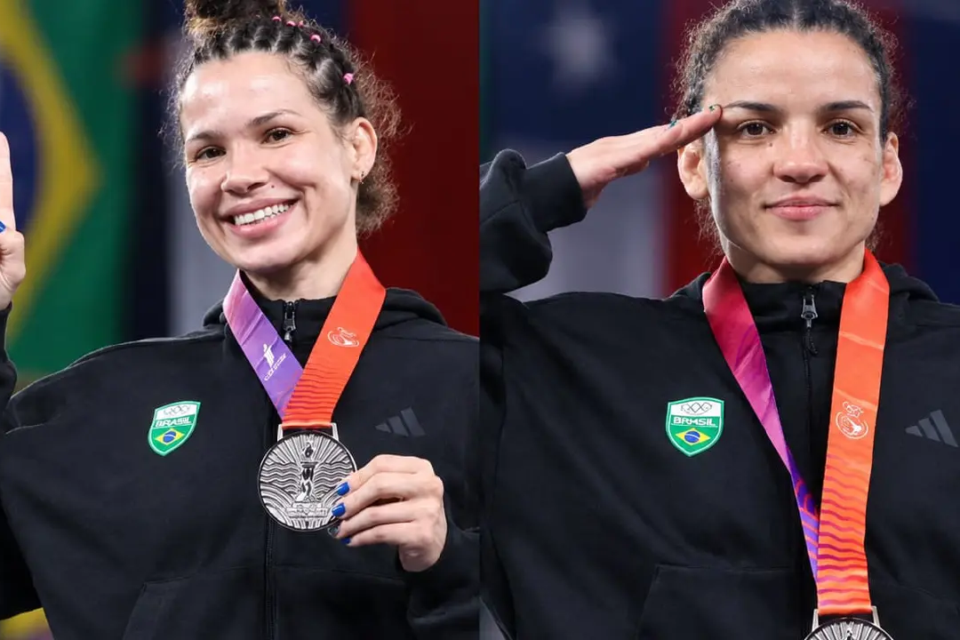Laís Nunes (esquerda) e Kamilla Baborsa (direita) medalhistas nos jogos Sul-Americanos - Foto: Divulgação CBW